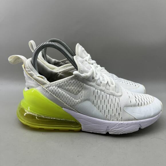 Nike Air Max 270 Running Shoes Women Size 7 White Volt Green Comfort Sneakers - Picture 1 of 9